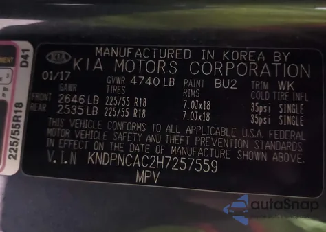 2017 Kia Sportage Ex z USA, uszkodzony, nr VIN KNDPNCAC2H7257559